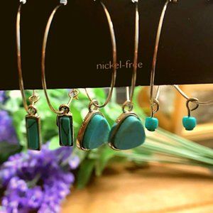12 Adorable Nickel Free Turquoise Earrings all different sizes and shapes Jewelr